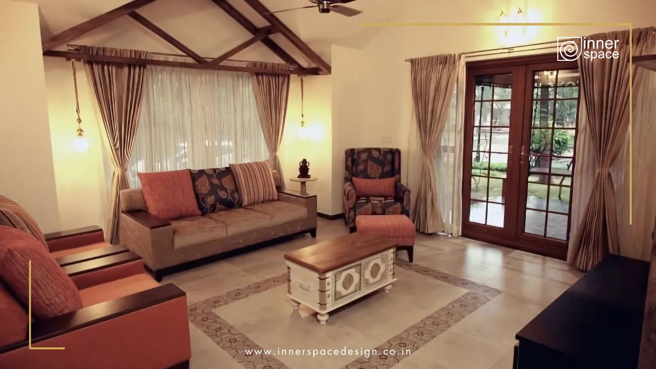 interior deasign of traditional living room in. indian home.